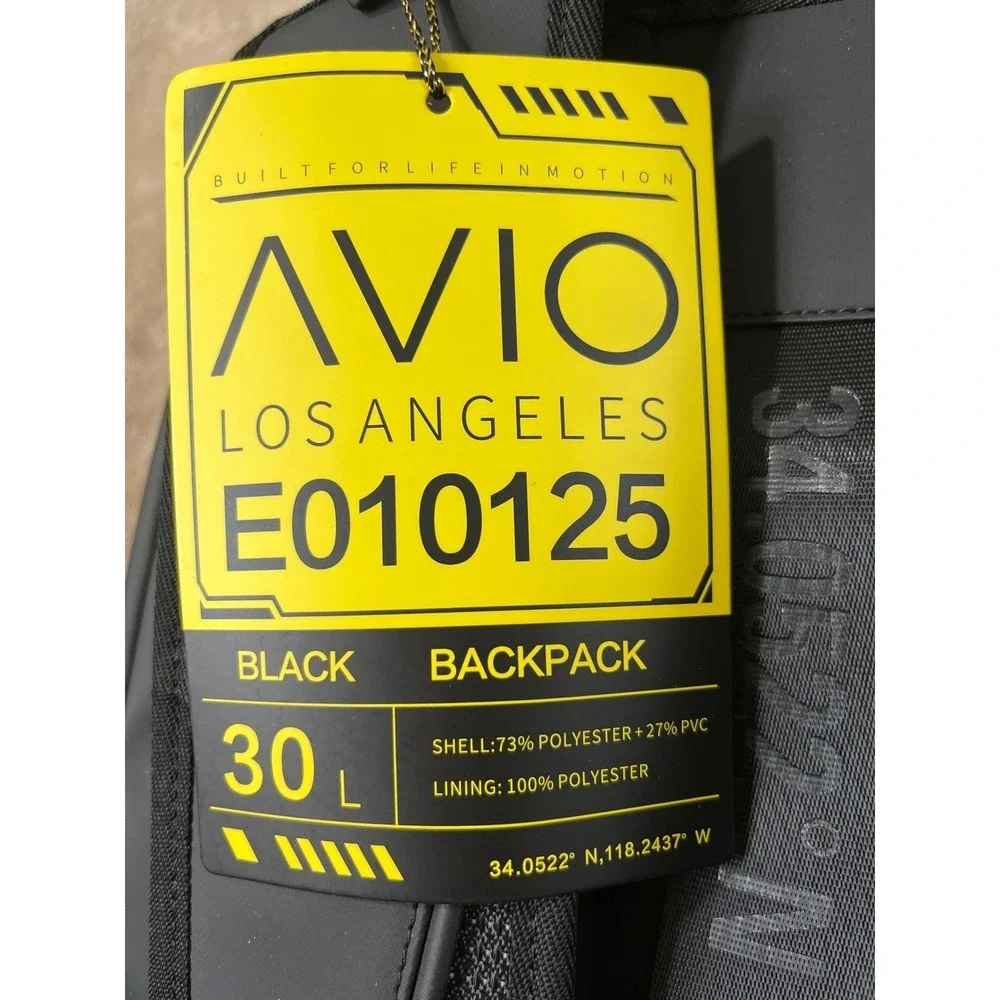 AVIO Los Angeles E010125 Black Backpack 30L Tech Laptop NEW WITH TAG Travel Bag